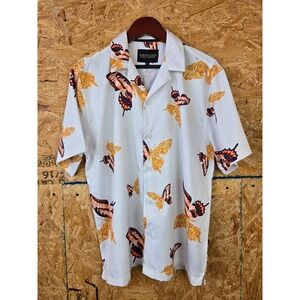 Mens Baroque Gold‎ by Drill Clothing Butterfly Print Short Sleeve Camp Shirt